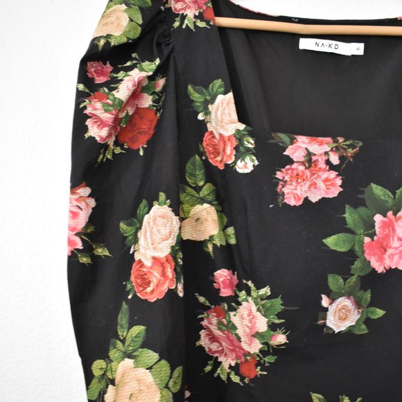 ASOS NA-KD Square Neck Puff Sleeve Mini Dress - Picture 9 of 15